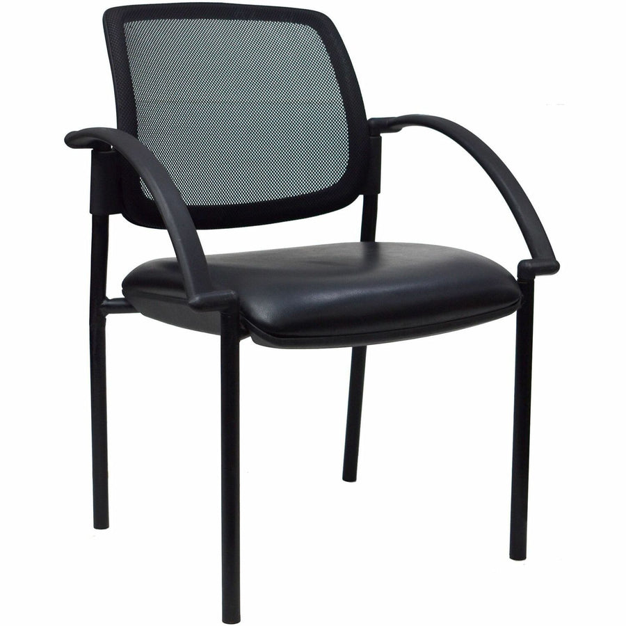 Lorell Mobile Mesh Back Guest Chair with Arms, 24" x 32.8", Black, Padded, LLR60462