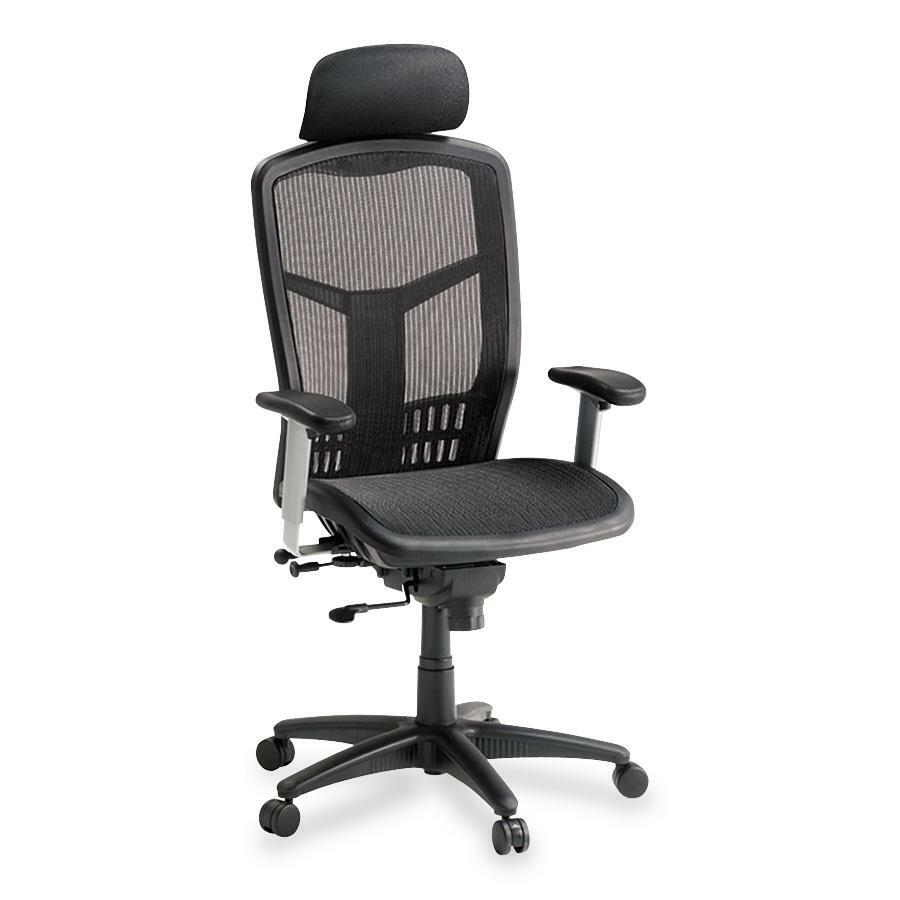 Lorell ErgoMesh Series Mesh High-Back Office Chair, 28.5" x 51", Black, Padded Armrest, LLR60324