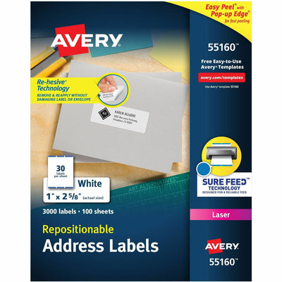 Avery Address Labels, Matte, 1 Box, AVE55160