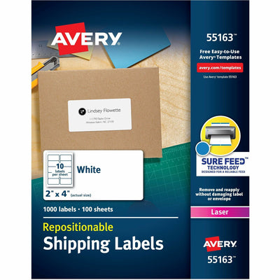 Avery Repositionable Labels, Sure Feed, 2" x 4", 1,000 Labels ), Matte, 1 Box — view 1