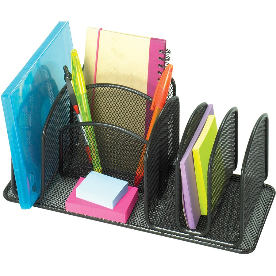 Safco Onyx Deluxe Desktop Organizer, 4.25" x 12.62", Black, Steel, SAF3251BL