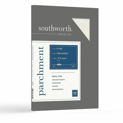 Neenah Paper Southworth Parchment Specialty Paper, Ivory, 8 1/2" x 11", 100 / Pack, SOUP984CK