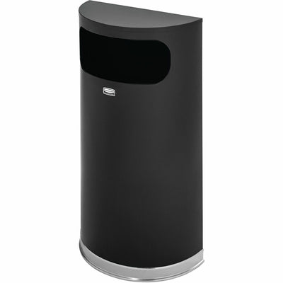 Rubbermaid Commercial Black/Chrome Half Round Receptacle, 9 gal, RCPSO820PLBK