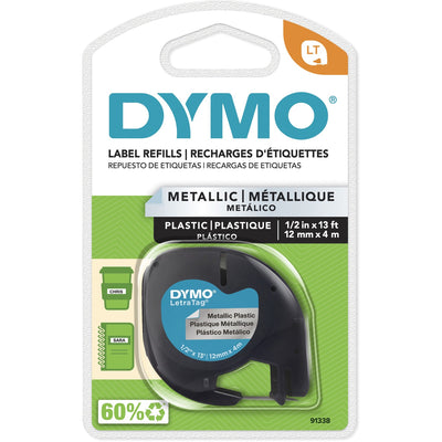 Newell Dymo LetraTag Label Maker Tape Cartridge, Silver, DYM91338
