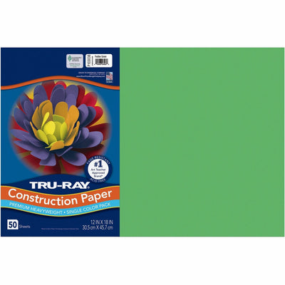 Dixon Ticonderoga Tru-Ray Heavyweight Construction Paper, Festive Green, 1 Pack, PAC103038
