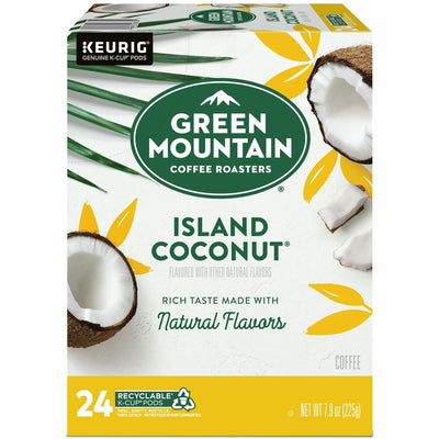Keurig Dr Pepper . Green Mountain Coffee K-Cup, Pod Island Coconut Keurig Single-Serve K-Cup Pods, Light Roast Coffee, 24 Count, 24 / Box, GMT6720