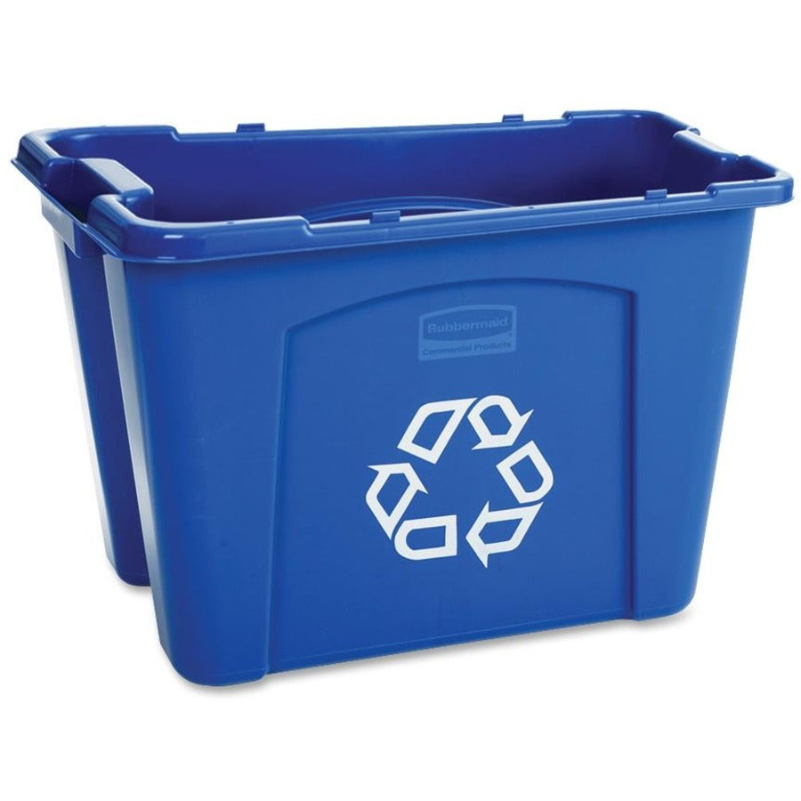 Rubbermaid Commercial 14-gallon Recycling Box, 16" x 14.8", Blue, Polyethylene, RCP571473BE