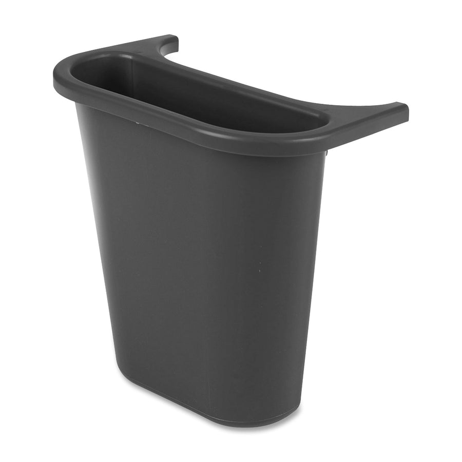 Rubbermaid Commercial Saddlebasket Recycling Side Bin, 7.3" x 11.5", Black, Plastic, 1.19 gal, Easy to Clean, RCP295073