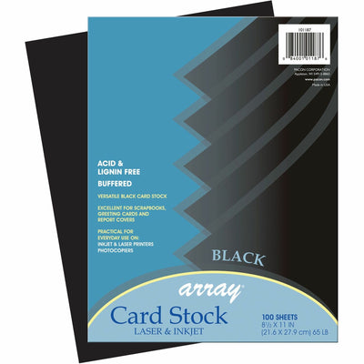 Dixon Ticonderoga Pacon Card Stock Sheets, Black, 8 1/2" x 11", 1 Pack, PAC101187