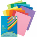 Dixon Ticonderoga Pacon Colorful Card Stock Sheets, Assorted, 8 1/2" x 11", 1 Pack, PAC101169
