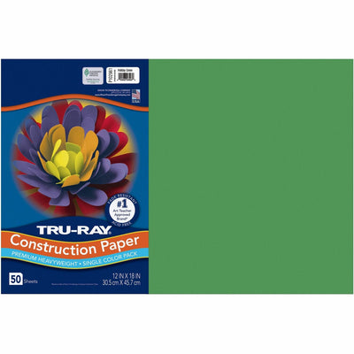 Dixon Ticonderoga Tru-Ray Heavyweight Construction Paper, Holiday Green, 1 Pack, PAC102961