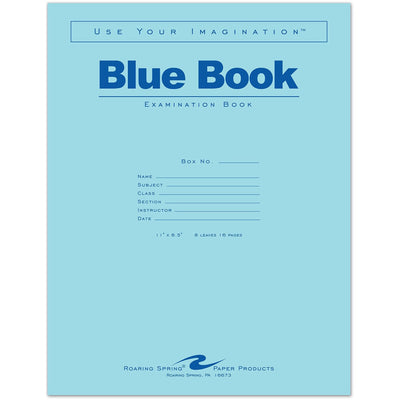 Roaring Spring Paper Products Roaring Spring 8 - sheet Blue Examination Book - Letter, 8 1/2" x 11", 50 / Pack, ROA77517