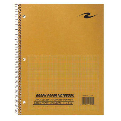 Roaring Spring Paper Spring 5x5 Graph Ruled Spiral Lab Notebook, 11" x 8 1/2", ROA11209