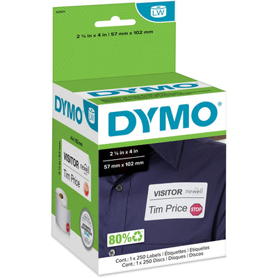Newell Dymo LabelWriter Time-expire Name Badge Labels, White, 250 / Roll, DYM30911