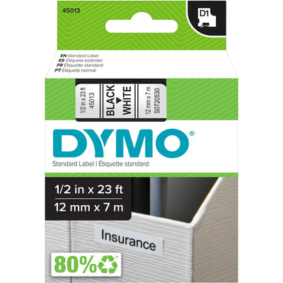 Newell Dymo D1 Electronic Tape Cartridge, White, DYM45013