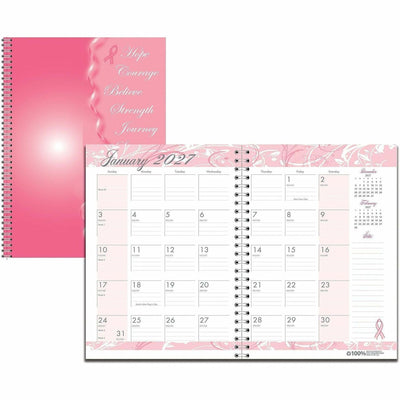 House of Doolittle BCA Pink Cover Monthly Wirebound Journal, 7", HOD5226