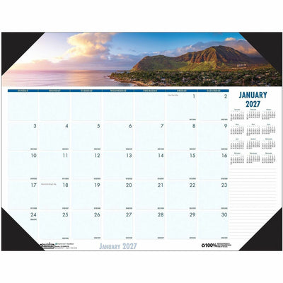 House of Doolittle EarthScapes Coastlines Desk Pad, White, 22", HOD178
