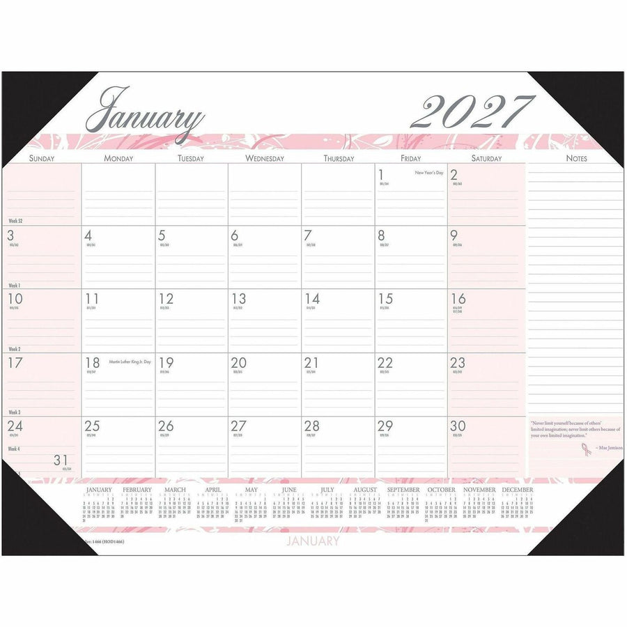 House of Doolittle Breast Cancer Awareness Compact Desk Pad, Pink, 18 1/2", 6EA/PK 48PK/CT — view 1