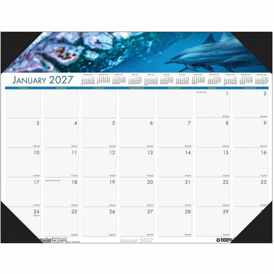 House of Doolittle EarthScapes Sea Life Desk Pads, White, 22", 12EA/PK 4PK/CT — view 1