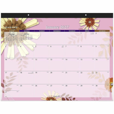 ACCO At-A-Glance Paper Flowers Monthly Desk Pad, Standard, 21 3/4" x 17", Multicolor, 12EA/CT — view 1