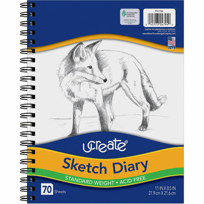 Dixon Ticonderoga UCreate Art1st Sketch Diary - Letter, 8 1/2" x 11", 70 / Pad, PAC4794
