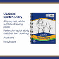 Dixon Ticonderoga UCreate Art1st Sketch Diary - Letter, 8 1/2" x 11", 70 / Pad, PAC4794