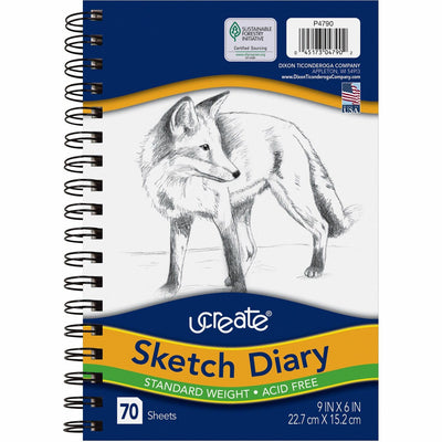 Dixon Ticonderoga UCreate Art1st Sketch Diary, 9" x 6", 80 / Pad, PAC4790