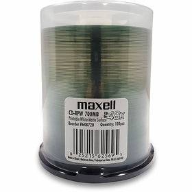 Maxell PW700 CD Recordable Media - CD-R - 48x - 700 MB - 100 / Pack - Matte White, MAX648720