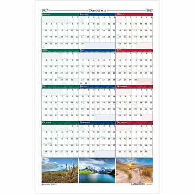 House of Doolittle Earthscapes Scenic Wipe-off Wall Planner, Multi, 32", /TB 6TB/CT — view 1