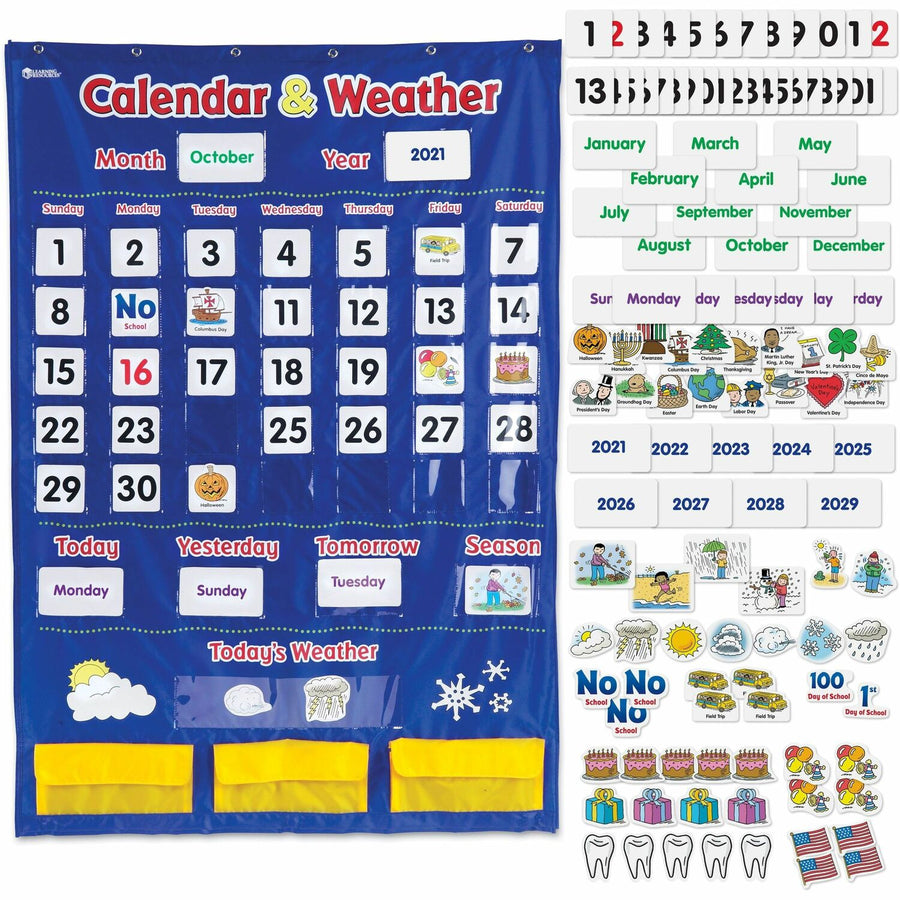 Learning Resources Calendar/Weather Pocket Chart, Multi, 12EA/CT — view 1
