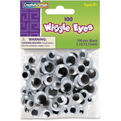 Dixon Ticonderoga Creativity Street 100-piece Assorted Size Wiggle Eyes, Black, 100 / Pack, PAC344602