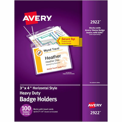 Avery Heavy-Duty Hanging-Style Badge Holders, Clear, 100 / Box — view 1
