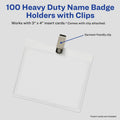 Avery Heavy-Duty Clip-Style Badge Holders, Clear, 100 / Box, AVE2923