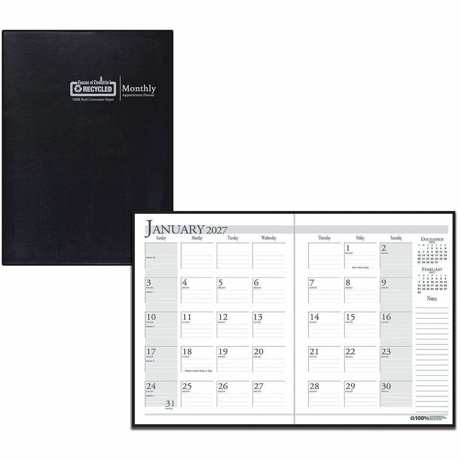 House of Doolittle Economy Stitched Cover Monthly Planner, 8 1/2", 12EA/PK 48PK/CT — view 1