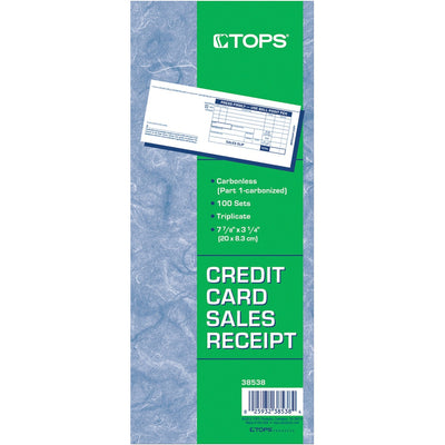 TOPS Credit Card Sales Slip Forms, 3.25" Width x 7.88" Length, 100 / Pack, TOP38538