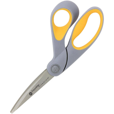 Acme United ExtremEdge Adjustable Tension Titanium Bonded Scissors, 9" Bent, Gray, Gray/Yellow, 3EA/BX 18BX/CT — view 1