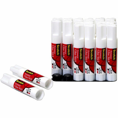 3M Scotch Permanent Glue Sticks, White, 18 / Pack, MMM600818