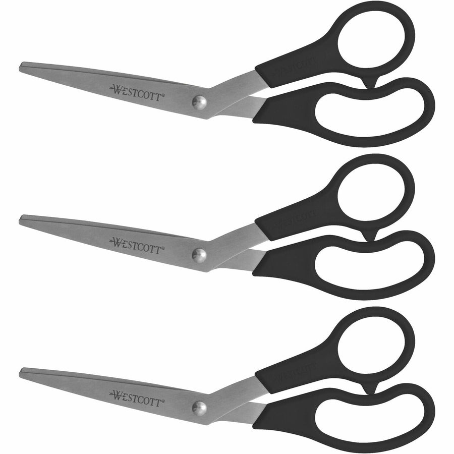 Acme United Westcott 8" All Purpose Bent Scissors, Black, 3 / Pack — view 1