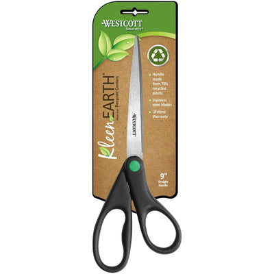 Acme United Westcott KleenEarth 9" Straight Scissors, Black, ACM13138