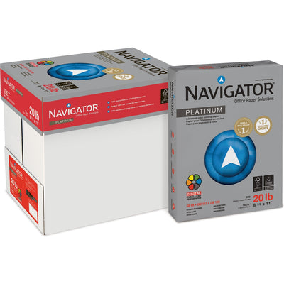 The Navigator Navigator Platinum Superior Productivity Multipurpose Paper - Silky Touch - White, 8 1/2" x 11", 5 / Carton — view 1