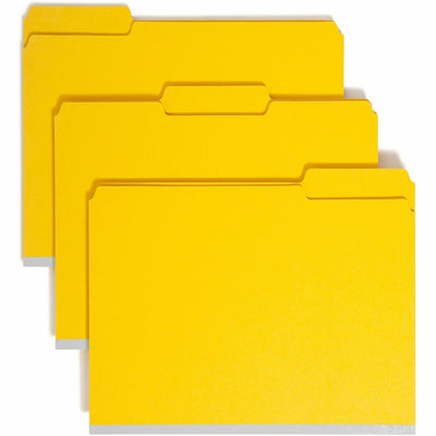 Smead Colored 1/3 Tab Cut Letter Recycled Fastener Folder, Yellow, 8 1/2" Width x 11" Length, 25 / Box, SMD14939