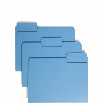 Smead SuperTab 1/3 Tab Cut Letter Recycled Top Tab File Folder, Blue, 8 1/2" Width x 11" Length, 1 / Pack, SMD11986