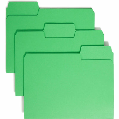 Smead SuperTab 1/3 Tab Cut Letter Recycled Top Tab File Folder, Green, 8 1/2" Width x 11" Length, 100 / Box, SMD11985