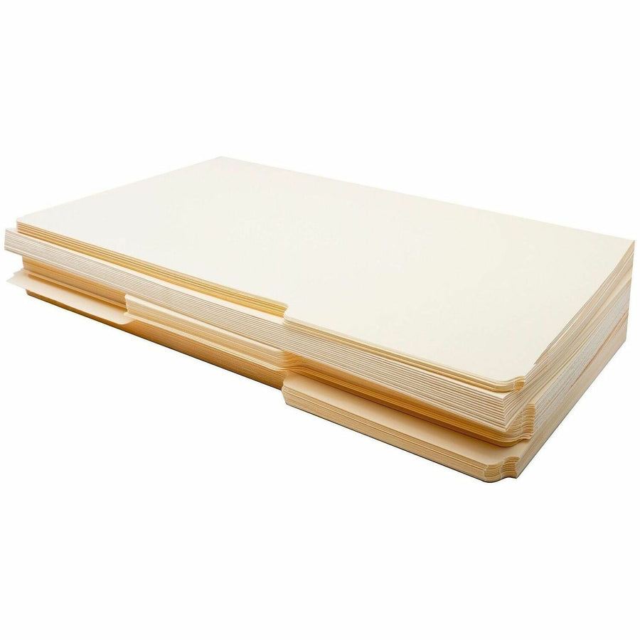 Business Source 1/3 Tab Cut Legal Recycled Top Tab File Folder, Manila, 8 1/2" Width x 14" Length, 100 / Box — view 1