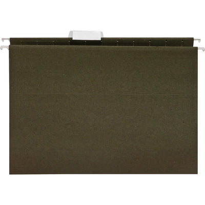 Business Source 1/5 Tab Cut Letter Recycled Hanging Folder, Green, 8 1/2" Width x 11" Length, 25 / Box — view 1