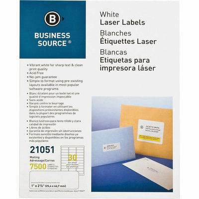 Business Source Bright White Premium-quality Address Labels, 7500 / Pack — view 1