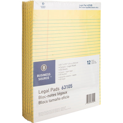 Business Source Micro-Perforated Legal Ruled Pads, 8 1/2" x 11 3/4", 1 Dozen, BSN63105