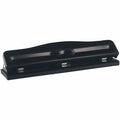 Business Source 3-Hole Adjustable Paper Punch, Black, BSN65645