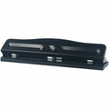 Business Source 3-Hole Adjustable Paper Punch, Black, BSN65645