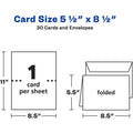 Avery Half-Fold Greeting Cards, Textured, Uncoated, 5-1/2" x 8-1/2", 30 Cards (3378), White, 6 / Carton, AVE03378